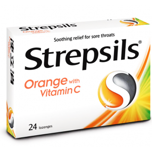 Strepsils Orange with Vitamin C ( 1.2 mg Dichlorobenzyl Alcohol / 600 mcg Amylmetacresol / 100 mg Ascorbic Acid ) 24 lozenges